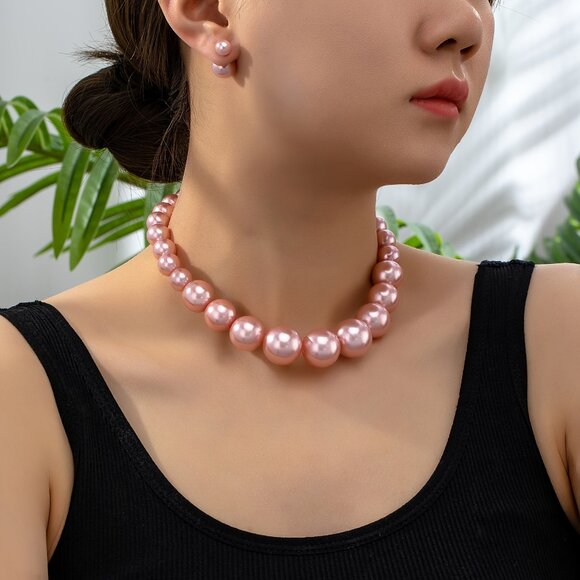 Passion of Essence Jewelry - Elegant Creamy-white Acrylic Pearl Jewelry Set - Ni Earrings for Every Occasion